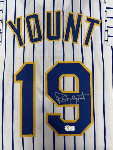 ROBIN YOUNT Brewers Signed Custom Pinstripe Retro Throwback Jersey AUTO - BAS