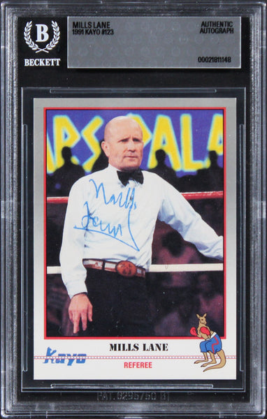 Mills Lane Authentic Signed 1991 Kayo #123 Card Autographed BAS Slabbed