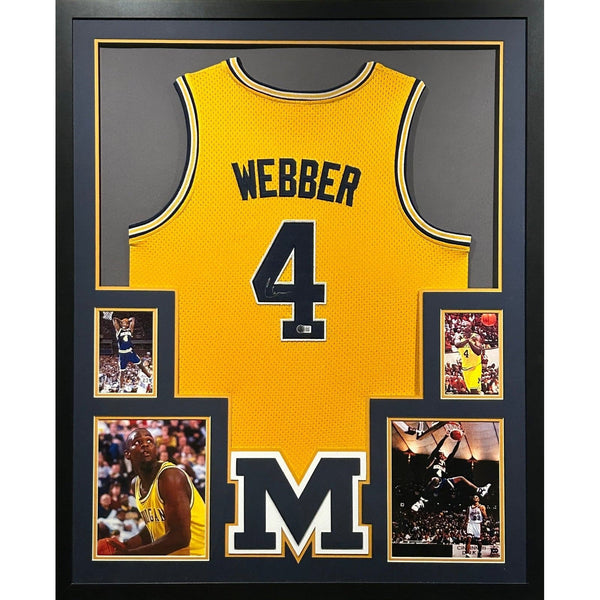 Chris Webber Autographed Signed Framed Michigan Wolverines Jersey JSA