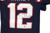 Tom Brady Autographed New England Patriots Elite Blue Jersey FAN 40092