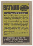 Robert Wuhl Signed 1989 Topps Batman Alexander Knox Card #7 - (SCHWARTZ COA)