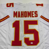 Autographed/Signed Patrick Mahomes Kansas City White Football Jersey JSA COA