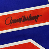 Framed Autographed/Signed Ron Darling 35x39 New York Blue Jersey JSA COA