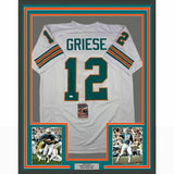 FRAMED Autographed/Signed BOB GRIESE 33x42 Miami White Jersey JSA COA Auto