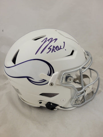 JJ McCARTHY "SKOL" SIGNED MINNESOTA VIKINGS ALTERNATE SPEEDFLEX HELMET BECKETT