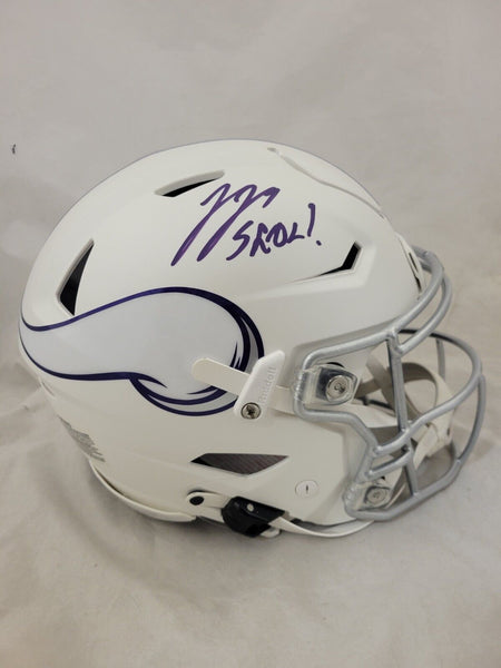 JJ McCARTHY "SKOL" SIGNED MINNESOTA VIKINGS ALTERNATE SPEEDFLEX HELMET BECKETT