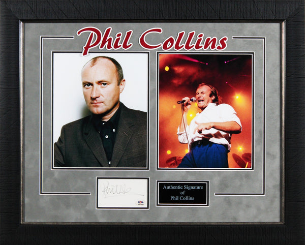 Genesis Phil Collins Authentic Signed & Framed 3x5 Index Card PSA/DNA #AN74098