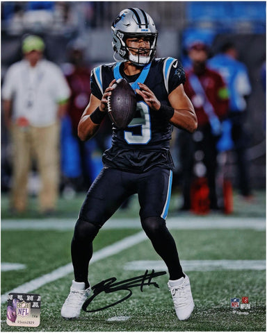 Bryce Young Carolina Panthers Signed 8x10 Vertical Passing in Black Jersey Photo