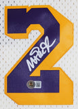 Lakers Magic Johnson Signed Cream 1984-85 M&N HWC Swingman Jersey BAS Witnessed