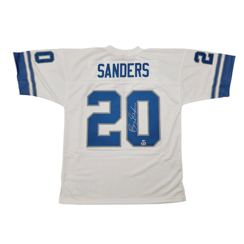 Barry Sanders Signed Detroit Lions 1996 Mitchell & Ness White T/B Jersey Beckett