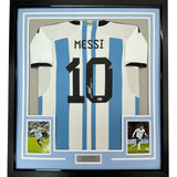 Framed Autographed/Signed Lionel Messi 35x39 Argentina Jersey Beckett COA