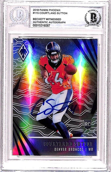 Courtland Sutton Signed 2018 Phoenix #115 Trading Card Beckett 38526