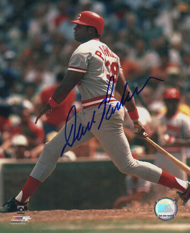 Dave Parker Signed Reds Grey Jersey Swinging 8x10 Photo - (SCHWARTZ COA)