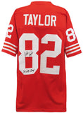 John Taylor Signed Red Custom Football Jersey w/3x SB Champs - (SCHWARTZ COA)