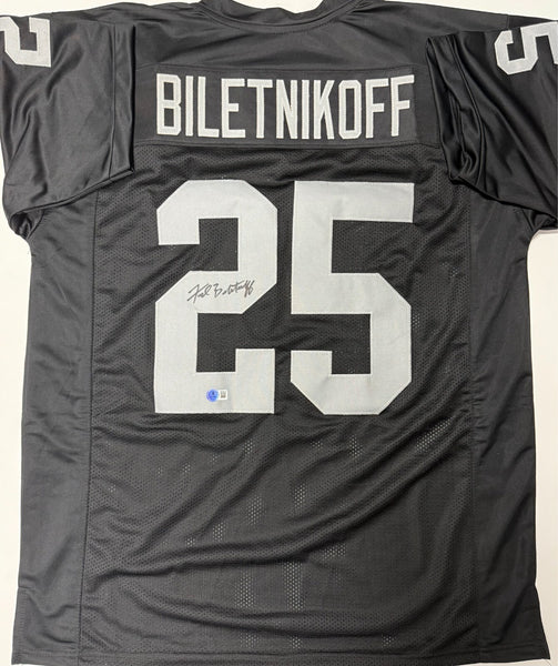 Oakland Raiders HOFer FRED BILETNIKOFF Signed Custom Replica Black Jersey - BAS
