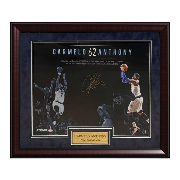 Carmelo Anthony New York Knicks Autographed 16x20 Photo Framed to 23x27 Steiner
