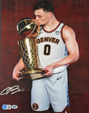 Christian Braun Autographed Denver Nuggets 11x14Photo with O'Brien Trophy Becket