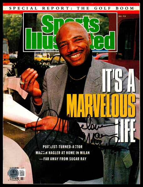 Marvelous Marvin Hagler Autographed Sports Illustrated Magazine Beckett BM37202