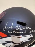Jonah Elliss Autographed Denver Broncos Navy Replica Helmet 2x Inscribed BAS COA