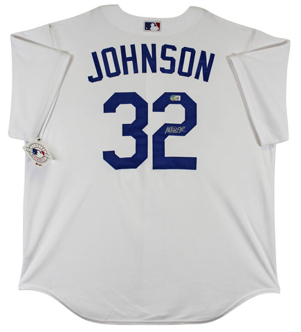 Dodgers Magic Johnson Signed White Majestic Cool Base Jersey BAS Witnessed