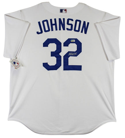 Dodgers Magic Johnson Signed White Majestic Cool Base Jersey BAS Witnessed