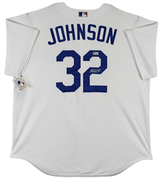 Dodgers Magic Johnson Signed White Majestic Cool Base Jersey BAS Witnessed