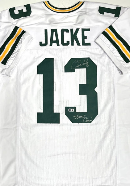 Packers CHRIS JACKE Signed Custom Replica White Jersey AUTO w/ XXXI Champs - BAS