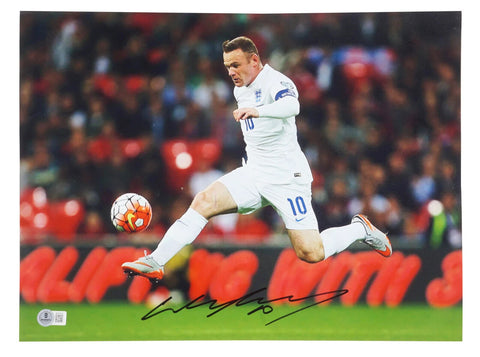 Wayne Rooney Signed England Soccer Print Size 16'' x 12'' with Beckett COA