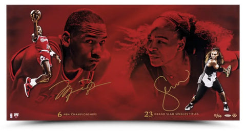 Michael Jordan / Serena Williams Autographed "Respect" 36" x 18" Photo UDA LE 50