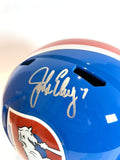 John Elway Autographed Denver Broncos "D" Logo Blue Replica Helmet