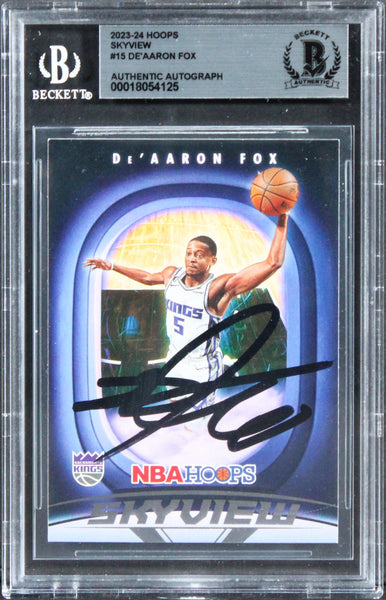 Kings De'Aaron Fox Authentic Signed 2023 Hoops Skyview #15 Card BAS Slabbed