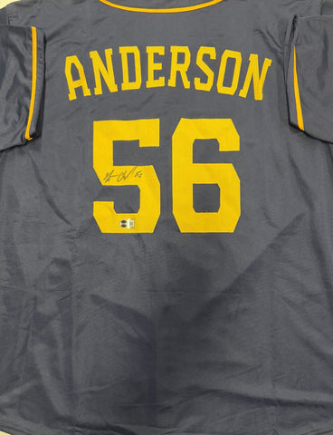 GRANT ANDERSON Signed Custom Replica Brewers Navy Jersey AUTO - BAS
