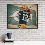 Aaron Rodgers Packers Signed 20x24 Canvas Giclee Print-by Brian Konnick-LE 50