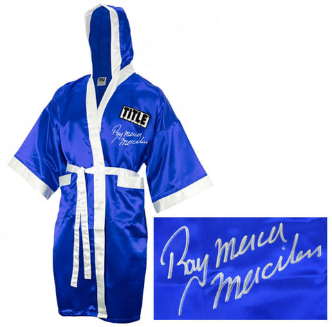 Ray Mercer Signed Title Blue With White Trim Boxing Robe w/Merciless - (SS COA)