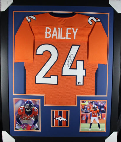 CHAMP BAILEY (Broncos orange TOWER) Signed Autograph Framed Jersey Beckett
