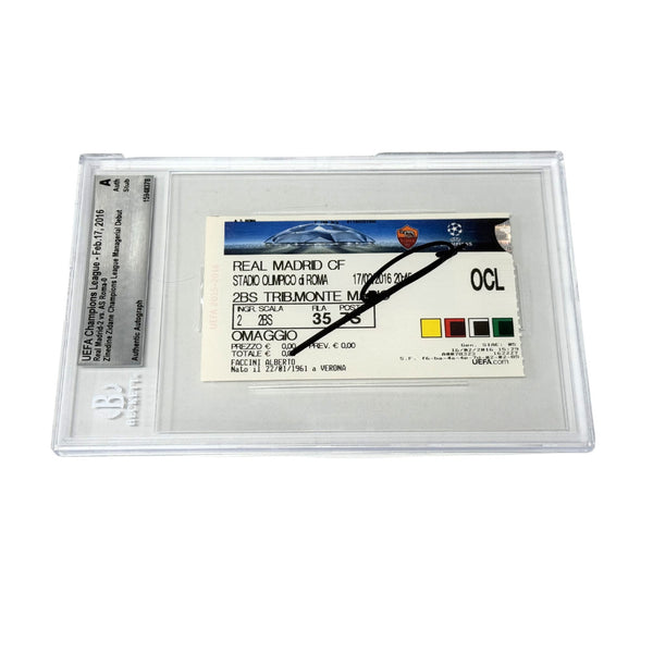 Zinedine Zidane Signed 2016 Champions League Managerial Debut Ticket - BGS AUTH