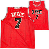 CHICAGO BULLS TONI KUKOC AUTOGRAPHED RED JERSEY "3X NBA CHAMP" JSA STOCK #215747