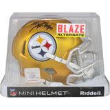 TJ Watt Autographed Pittsburgh Steelers Mini Helmet Blaze Beckett Witness 50966