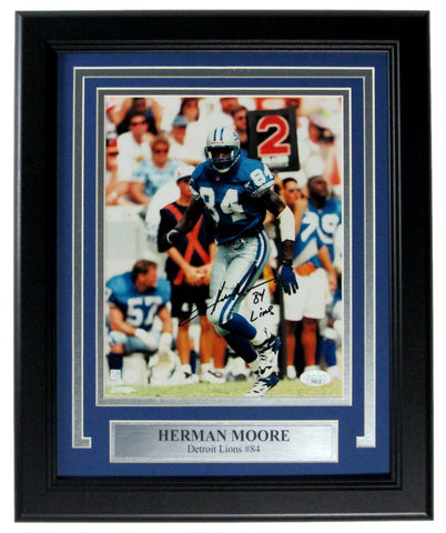 Herman Moore Detroit Lions Signed/Auto 8x10 Photo Framed JSA 163351