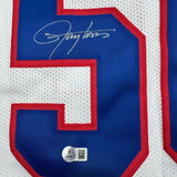Autographed/Signed Lawrence Taylor New York White Stat Football Jersey Beckett B