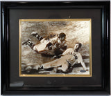 Yogi Berra Autographed 8x10 Action Shot vs Ted Williams Photo Framed Steiner COA