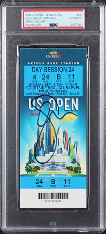 Serena Williams Authentic Signed 2014 US Open Full Ticket Stub PSA/DNA Slabbed