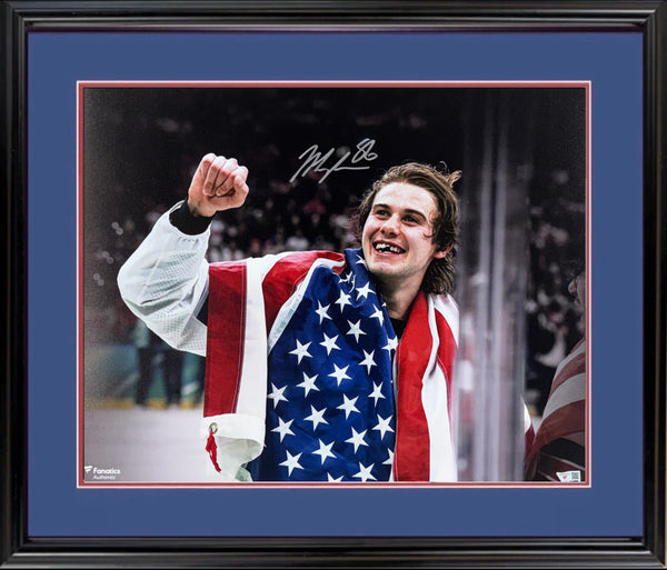 Jack Hughes Signed Team USA 16x20 Photo Framed Auto Fanatics COA NJ Devils