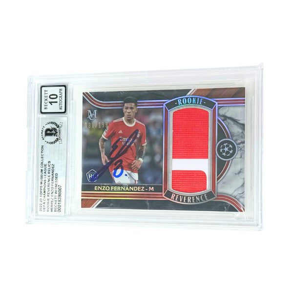 Enzo Fernandez Signed 2022-23 Topps Museum UCL Rookie Relics - Beckett Witness