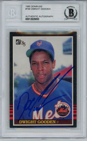 Dwight Gooden Autographed/Signed 1985 Donruss #190 Trading Card BAS Slab 28523