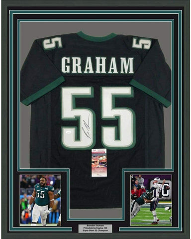 Framed Autographed/Signed Brandon Graham 33x42 Philadelphia Black Jersey JSA COA