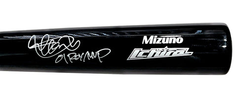 Ichiro Suzuki Mariners Signed 01 ROY/MVP Inscribed Black Pro Model Bat BAS