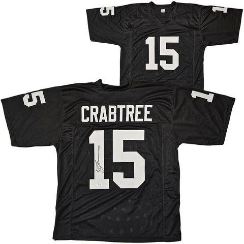 OAKLAND RAIDERS MICHAEL CRABTREE AUTOGRAPHED BLACK JERSEY BECKETT WITNESS 215669