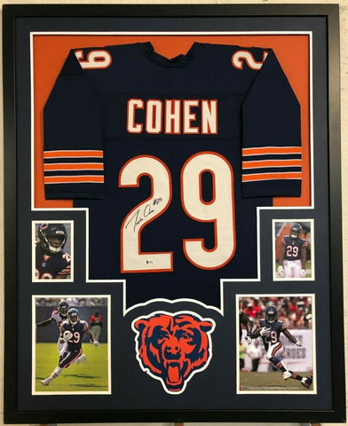 FRAMED CHICAGO BEARS TARIK COHEN AUTOGRAPHED SIGNED JERSEY BECKETT COA