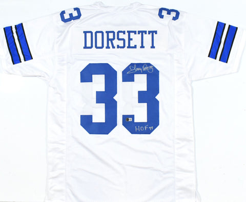 Tony Dorsett Autographed White Pro Style Jersey HOF - Beckett W Hologram *Silver